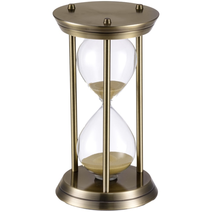 Ampulheta 60 Minutos em Vidro e Metal Raízes Bronze - Madel Home