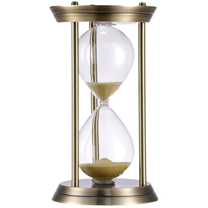 Ampulheta 60 Minutos em Vidro e Metal Raízes Bronze - Madel Home