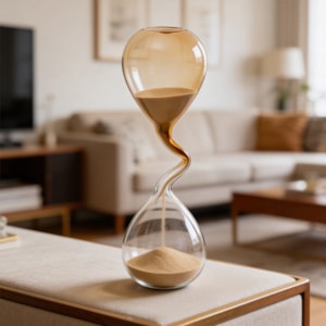 Ampulheta Decorativa em Vidro com Areia Bege - 20cm