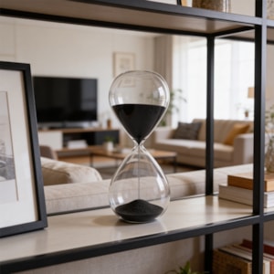 Ampulheta Decorativa em Vidro com Areia Preta 30 Minutos