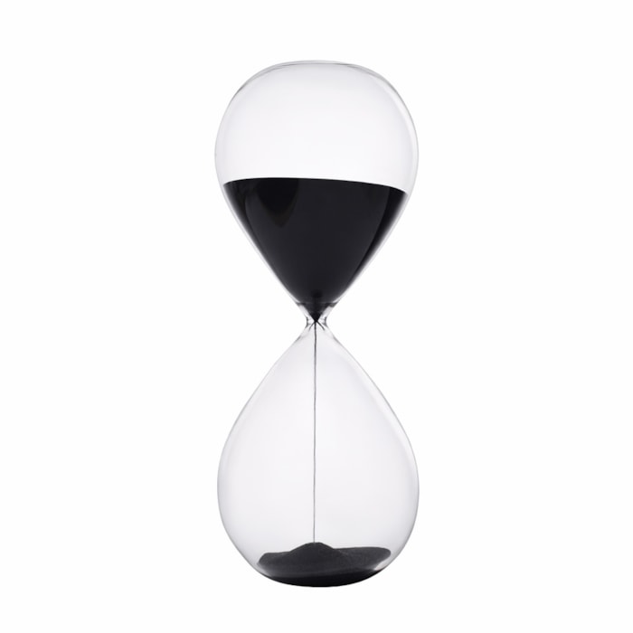 Ampulheta Decorativa em Vidro com Areia Preta 30 Minutos - Madel Home