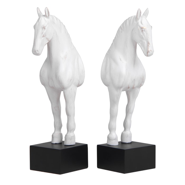 Aparador de Livros Cavalo em Resina 27x13x10cm Branco - Madel Home