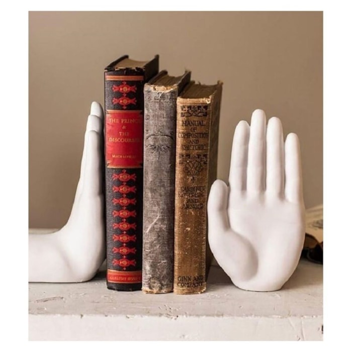 Aparador de Livros em Polirresina 19,5x12x10,5cm Branco - Madel Home