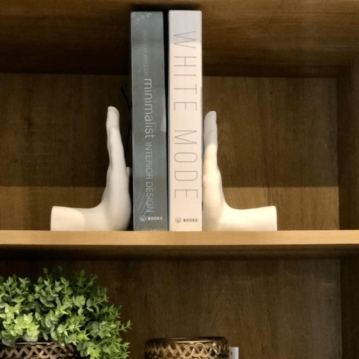Aparador de Livros em Polirresina 19,5x12x10,5cm Branco - Madel Home