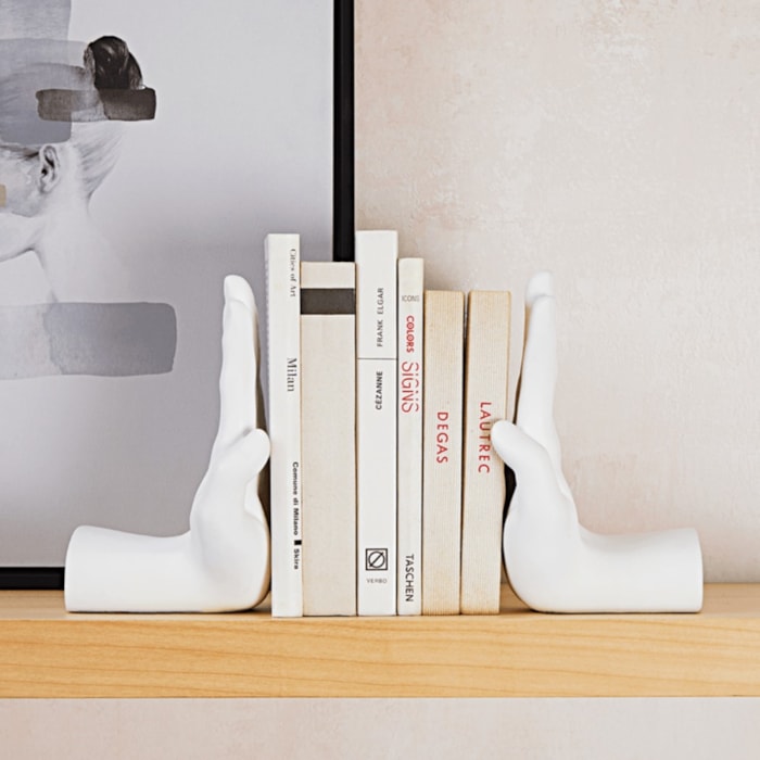 Aparador de Livros em Polirresina 19,5x12x10,5cm Branco - Madel Home