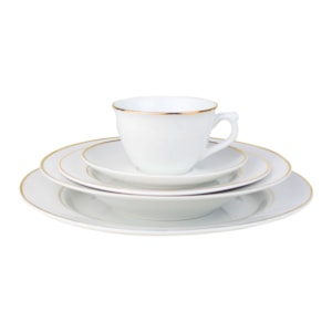 Aparelho de Jantar em Porcelana com Filete Dourado Estaleiro - 20 Peças
