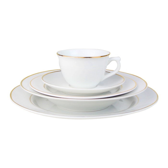 Aparelho de Jantar em Porcelana com Filete Dourado Estaleiro - 20 Peças - Madel Home