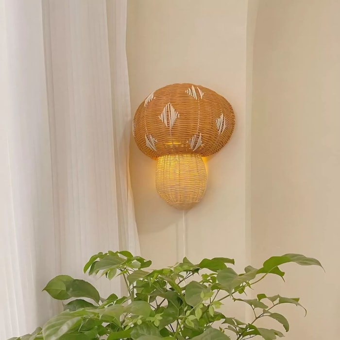 Arandela de Parede Cogumelo Rattan - Madel Home