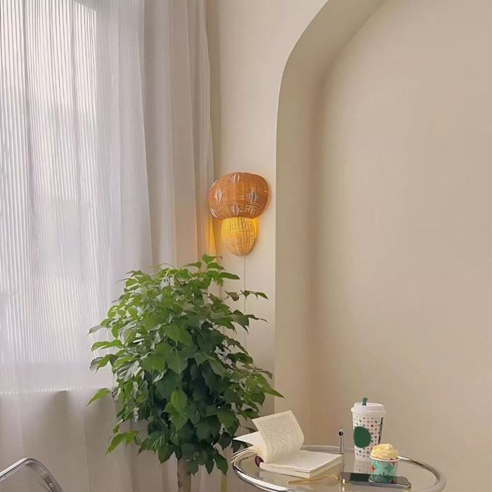 Arandela de Parede Cogumelo Rattan - Madel Home