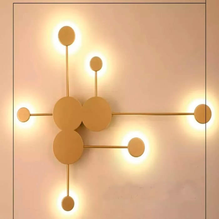Arandela de Parede Metal Elo Dourado LED - 24W - Madel Home