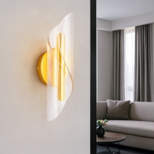 Arandela de Parede Metal Zian Dourado LED - 7W