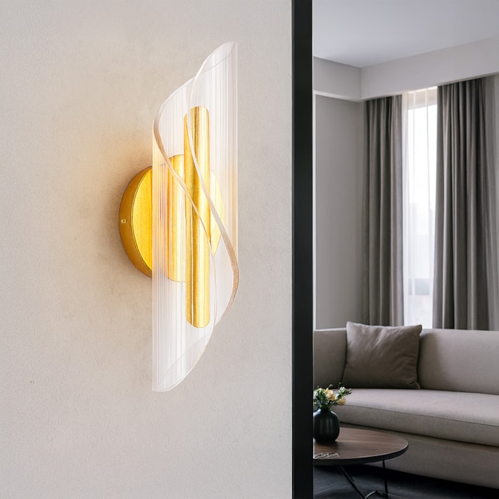 Arandela de Parede Metal Zian Dourado LED - 7W - Madel Home