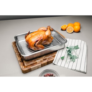 Assadeira Aço Inox com Grelha Service  Tramontina 39cm - 6,4L