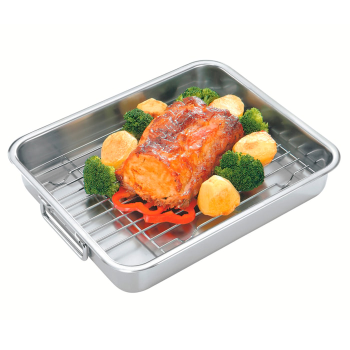 Assadeira Aço Inox com Grelha Service Tramontina 39cm - 6,4L - Madel Home