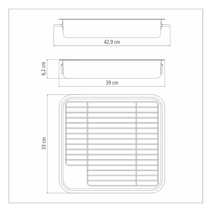 Assadeira Aço Inox com Grelha Service Tramontina 39cm - 6,4L - Madel Home