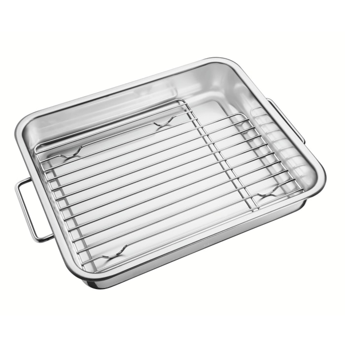 Assadeira Aço Inox com Grelha Service Tramontina 39cm - 6,4L - Madel Home
