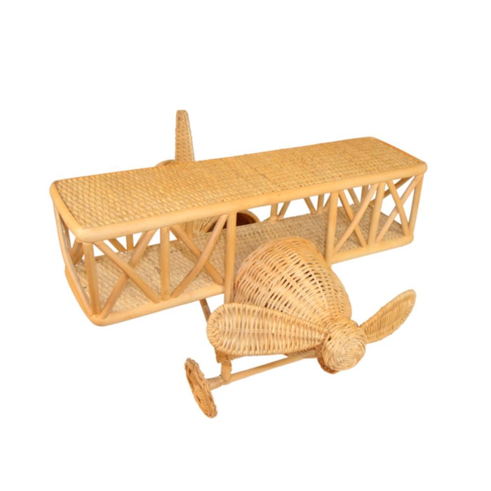 Avião Decorativo de Rattan e Bambu Rattan Natural - 54cm - Madel Home