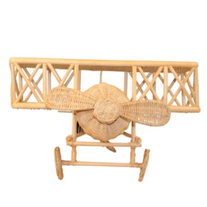 Avião Decorativo de Rattan e Bambu Rattan Natural - 54cm