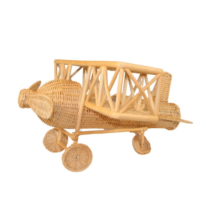 Avião Decorativo de Rattan e Bambu Rattan Natural - 54cm - Madel Home