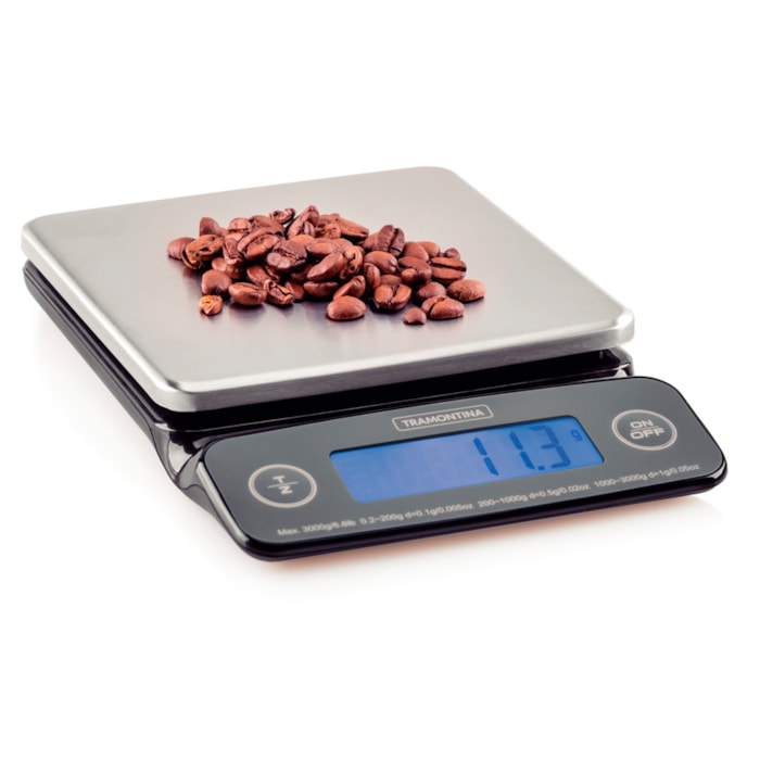 Balança de Cozinha Digital Alta Precisão Aço Inox Tramontina Adatto - 5kg - Madel Home