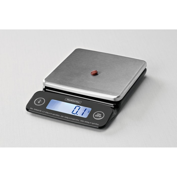 Balança de Cozinha Digital Alta Precisão Aço Inox Tramontina Adatto - 5kg - Madel Home