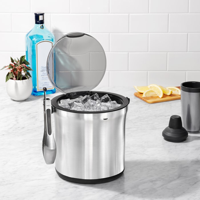 Balde de Gelo com Pinça Steel Inox 3,78L Oxo Prata - Madel Home