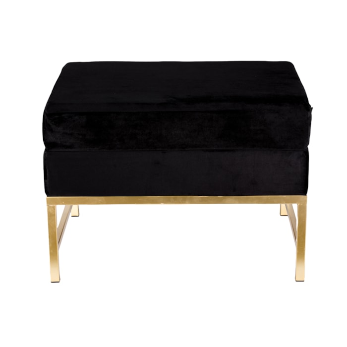 Banco Base Metal e Tecido Preto e Dourado - Madel Home