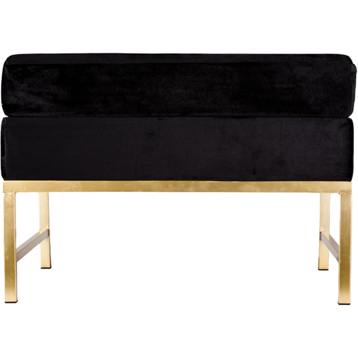 Banco Base Metal e Tecido Preto e Dourado - Madel Home