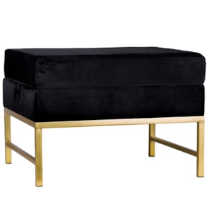 Banco Base Metal e Tecido Preto e Dourado