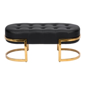 Banco Redondo em Tecido e Metal Preto - 38x96cm