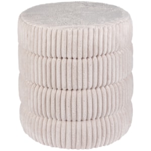 Banco Redondo Estofado em Veludo e MDF Branco - 43x45cm