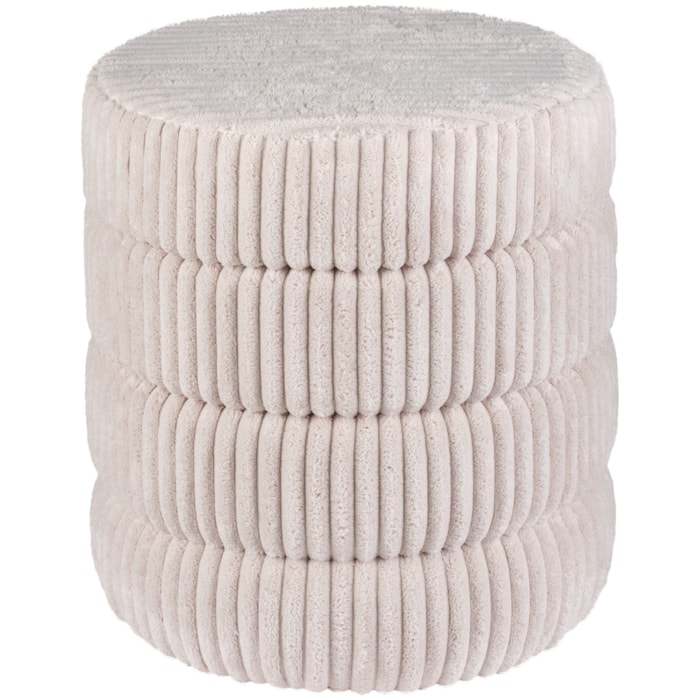 Banco Redondo Estofado em Veludo e MDF Branco - 43x45cm - Madel Home