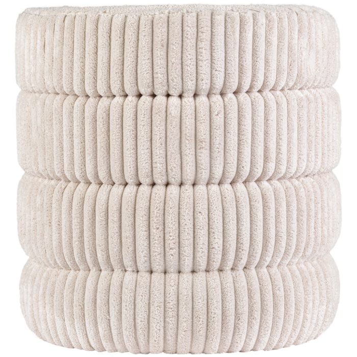 Banco Redondo Estofado em Veludo e MDF Branco - 43x45cm - Madel Home
