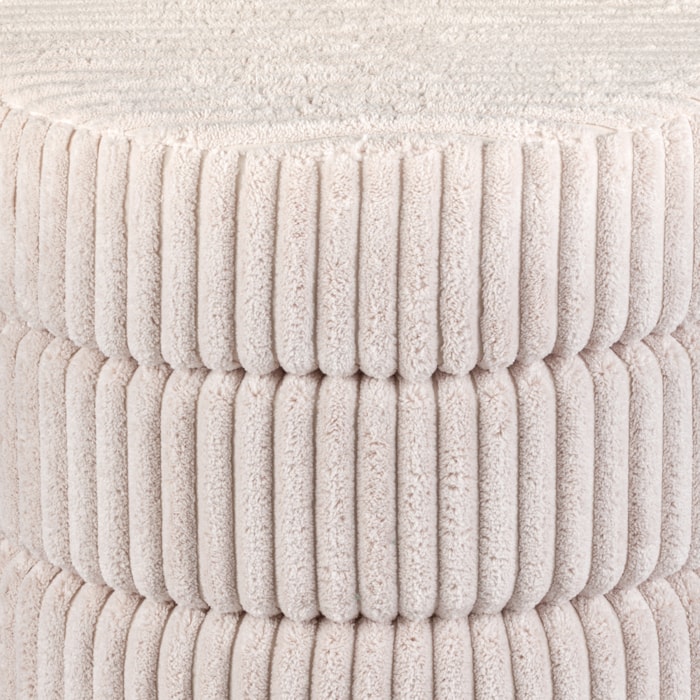 Banco Redondo Estofado em Veludo e MDF Branco - 43x45cm - Madel Home