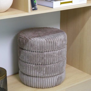 Banco Redondo Estofado em Veludo e MDF Cinza - 43x45cm