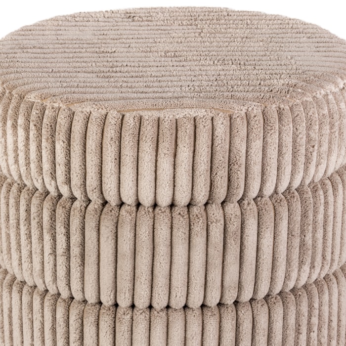 Banco Redondo Estofado em Veludo e MDF Cinza - 43x45cm - Madel Home