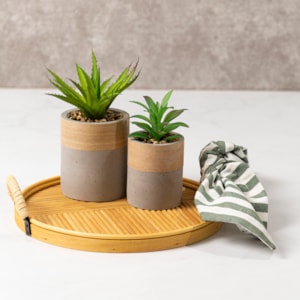 Bandeja Circular Rattan com Alça Pequena - 30cm