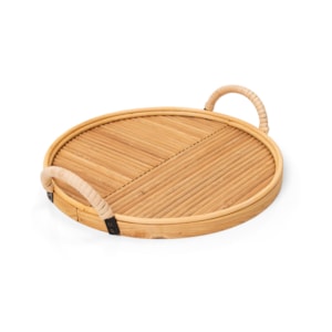 Bandeja Circular Rattan com Alça Pequena - 30cm
