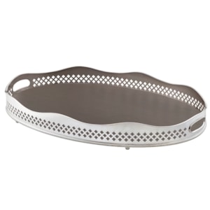 Bandeja com Galeria Oval Fundo em Madeira ST James - 70cm