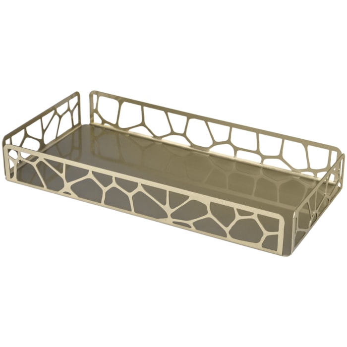 Bandeja de Aço Inox Mahal Champanhe Wolff - 30cm - Madel Home