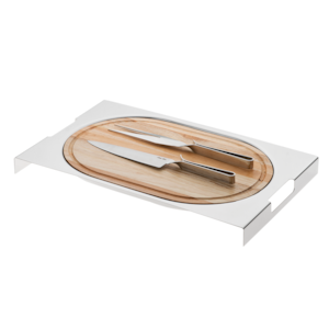 Bandeja de Inox Com Tábua e Par Trinchante Cassino Riva - 52cm