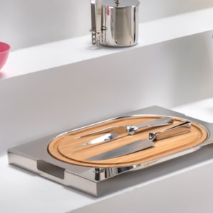 Bandeja de Inox Com Tábua e Par Trinchante Cassino Riva - 52cm