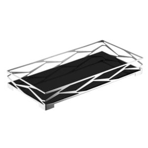 Bandeja de Inox com Vidro Espelhado Trama Riva - 67cm