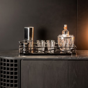Bandeja de Inox com Vidro Espelhado Trama Riva - 67cm