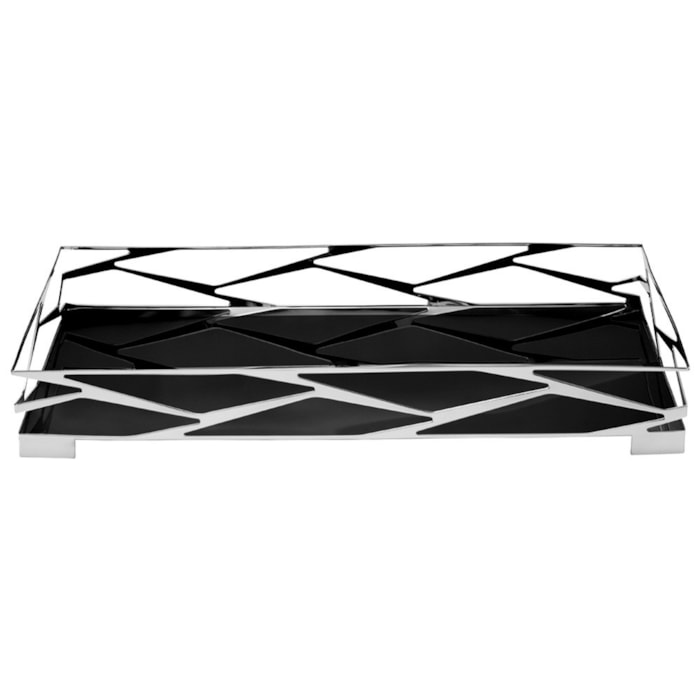 Bandeja de Inox com Vidro Espelhado Trama Riva - 67cm - Madel Home