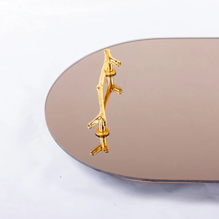Bandeja de Madeira com Espelho Basic Mirror - 66cm - Madel Home