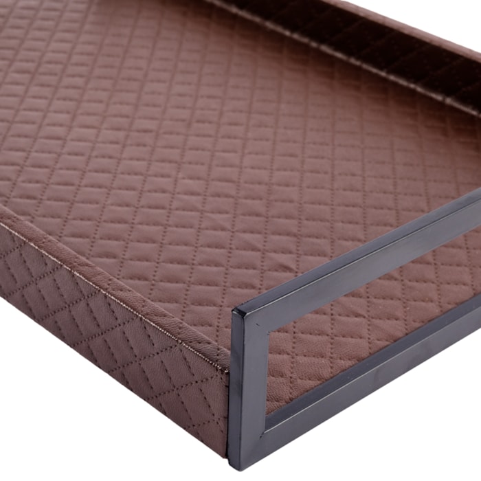 Bandeja de Mdf com Matelassê e Alça de Metal - 46cm - Madel Home