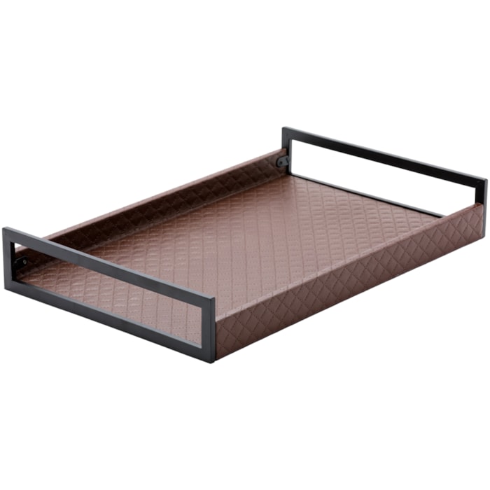 Bandeja de Mdf com Matelassê e Alça de Metal - 46cm - Madel Home