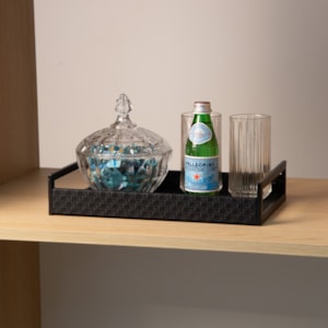 Bandeja de MDF e Alça Metal Preto - 22cm