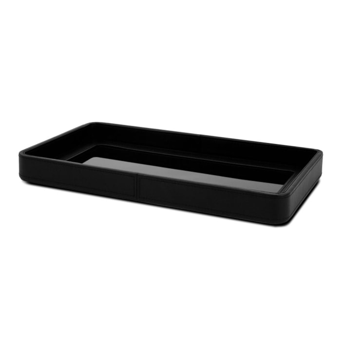 Bandeja de Mdf Revestimento em Pu com Vidro Preto - 42cm - Madel Home